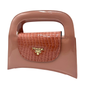 Prada-Inspired Pink Croc-Textured Handbag – Modern Chic with Golden Detailing