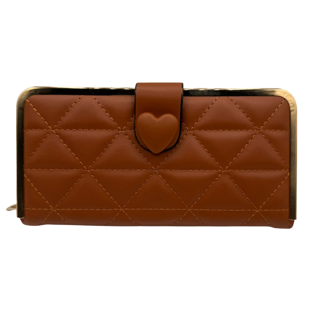 Heart Charm Quilted Ladies Wallet