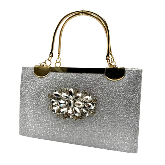 Silver Crystal-Embellished Handbag – Glamorous Party Edition