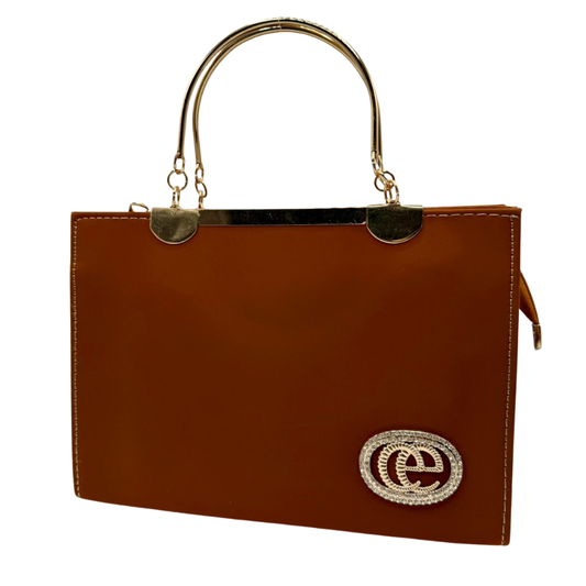 Cartier-Inspired Brown Handbag – Elegant Design with Golden Detailing