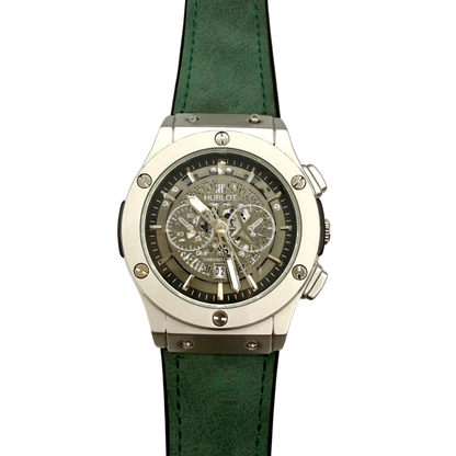 Hublot Green Leather Strap Watch – Luxury Meets Bold Elegance