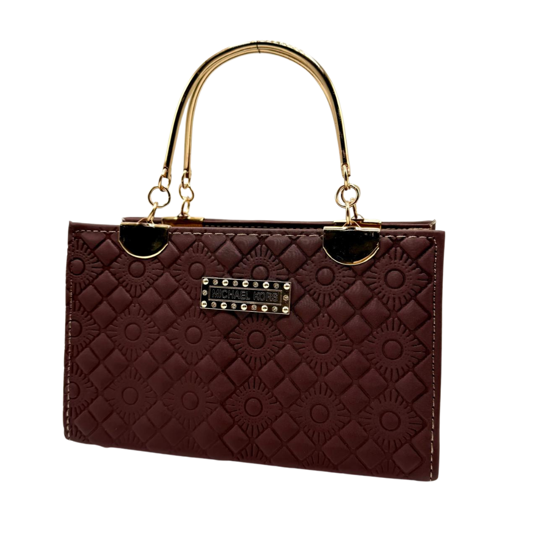 Michael Kors-Inspired Quilted Brown Handbag – Luxury with Golden Elegance