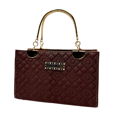 Michael Kors-Inspired Quilted Brown Handbag – Luxury with Golden Elegance