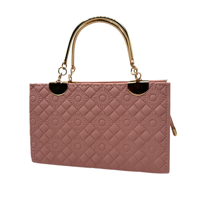 Elegant Dior-Inspired Pink Handbag – Gold Handle Design 1