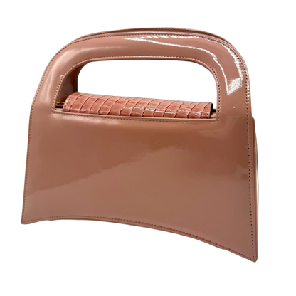 Prada-Inspired Pink Croc-Textured Handbag – Modern Chic with Golden Detailing