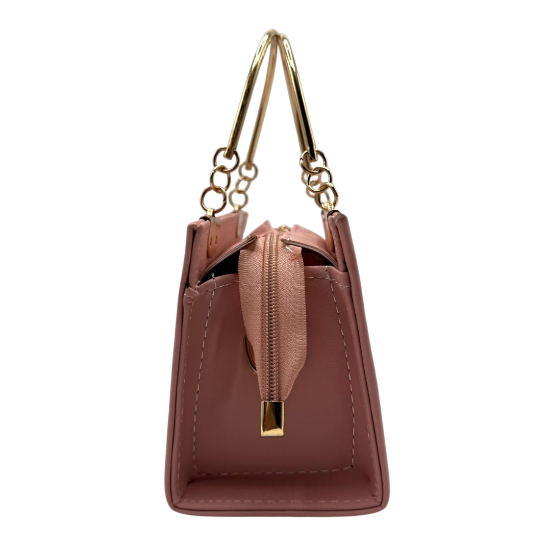 Elegant Dior-Inspired Pink Handbag – Gold Handle Design 1