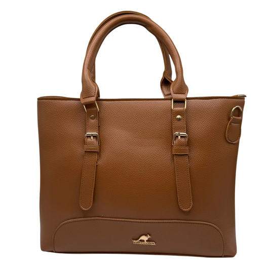 Kangaroo-Inspired Brown Leather Handbag – Classic Everyday Elegance