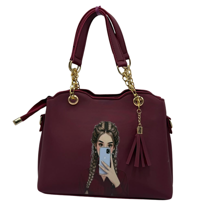 Selfie Girl Handbag with Golden Chain Handles