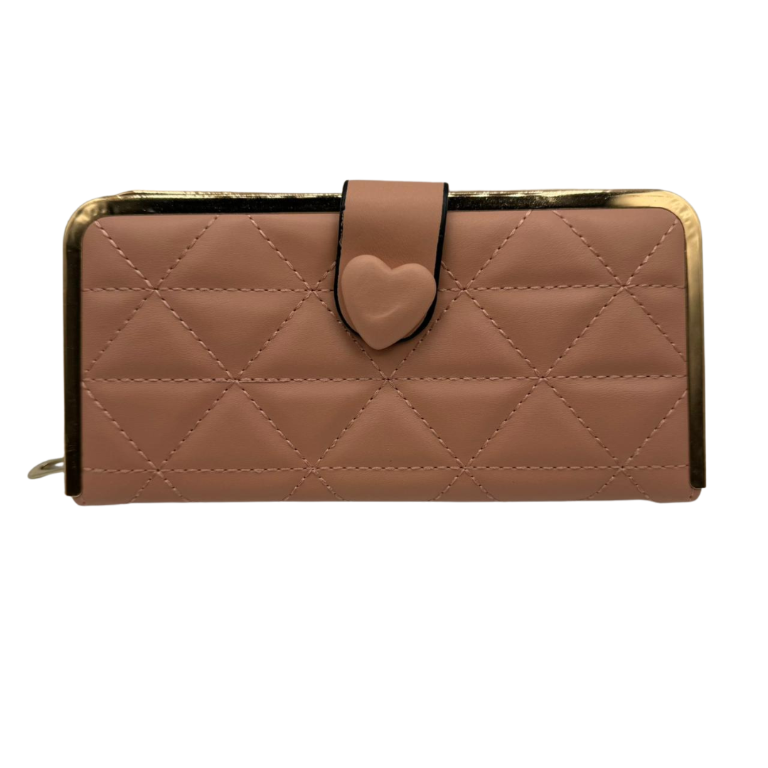 Heart Charm Quilted Ladies Wallet