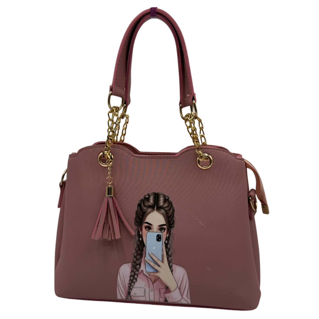 Selfie Girl Handbag with Golden Chain Handles