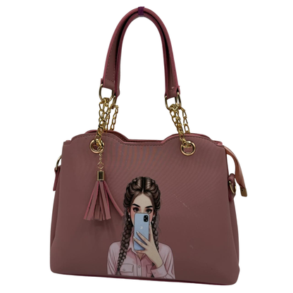 Selfie Girl Handbag with Golden Chain Handles
