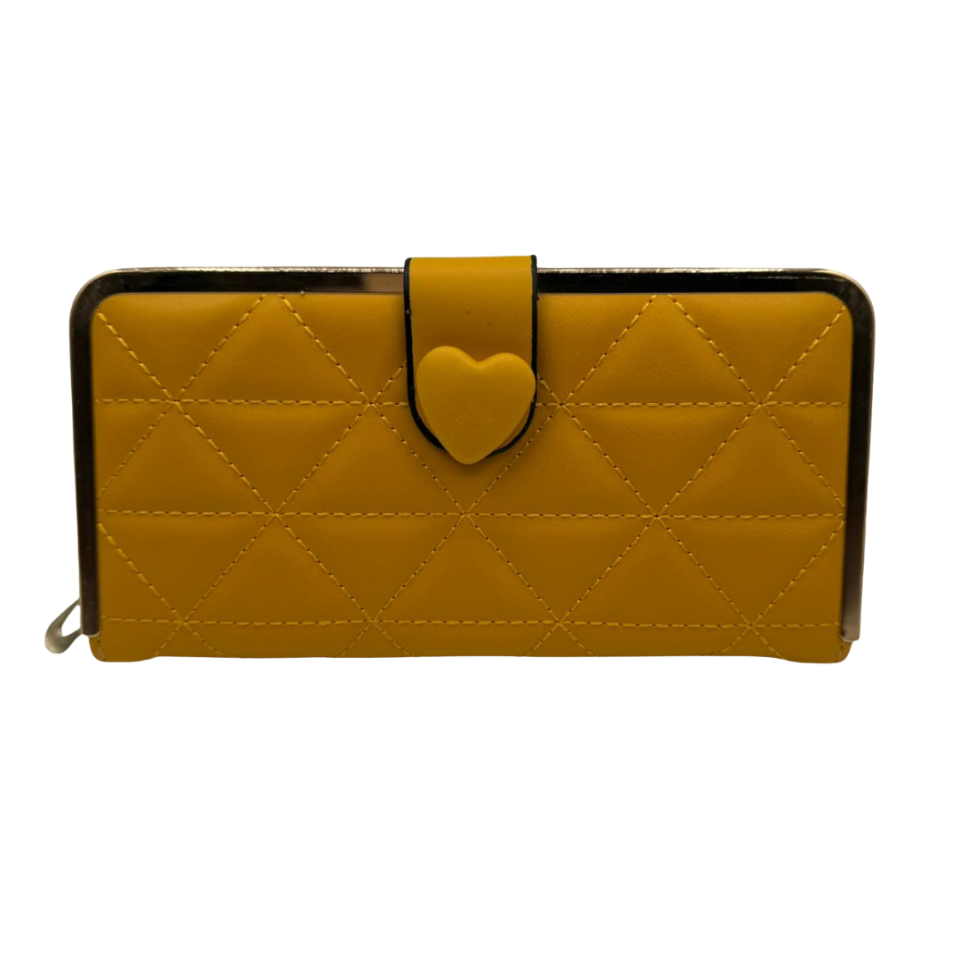 Heart Charm Quilted Ladies Wallet