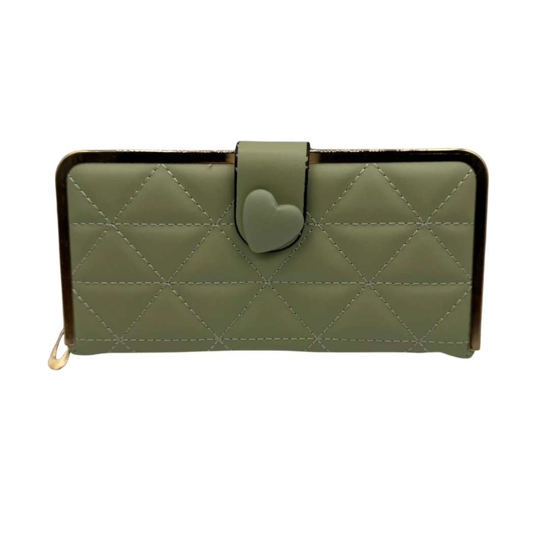 Heart Charm Quilted Ladies Wallet