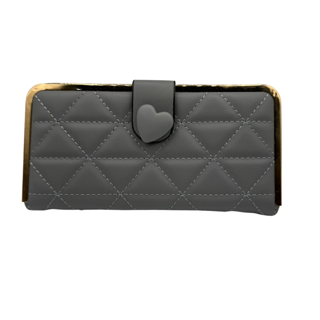 Heart Charm Quilted Ladies Wallet