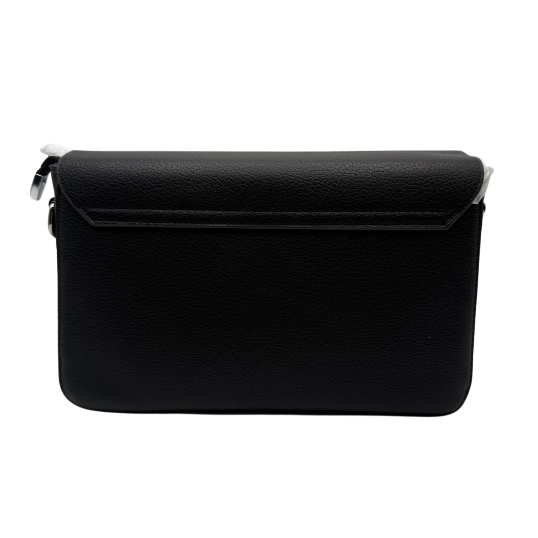 Minimalist Flap Shoulder Crossbody Bag - Black