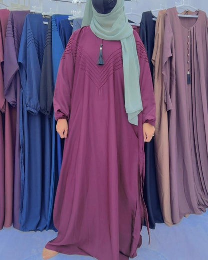Elegant Pleated Classic Abaya with Tassel Detail