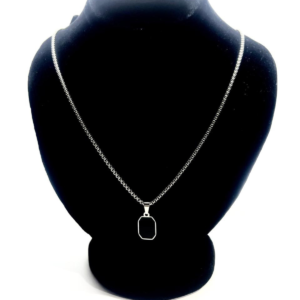Minimalist Silver-Plated Pendant Necklace – Hollow Rectangle Charm | Unisex Everyday Style