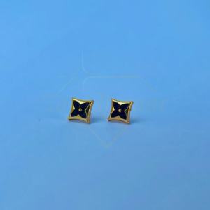 Black & Gold Floral Stud Earrings | Minimal & Chic