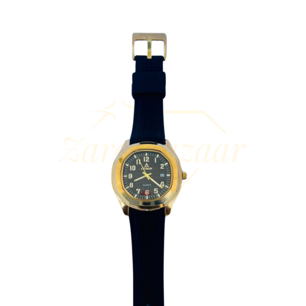 CITRON Bold Black & Gold Men’s Quartz Wrist Watch – Date Display | Rubber Strap - Image 5