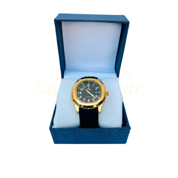 CITRON Bold Black & Gold Men’s Quartz Wrist Watch – Date Display | Rubber Strap - Image 3