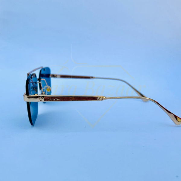 Cartier Blue Lens Rimless Sunglasses – Bold Statement Luxury Eyewear - Image 4