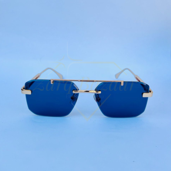 Cartier Blue Lens Rimless Sunglasses – Bold Statement Luxury Eyewear - Image 2