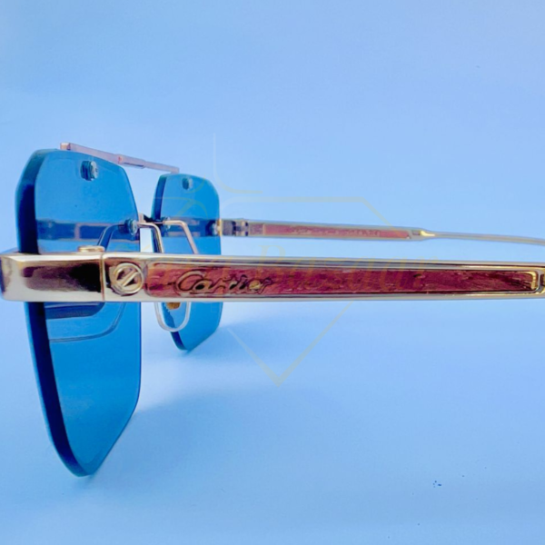 Cartier Blue Lens Rimless Sunglasses – Bold Statement Luxury Eyewear - Image 6