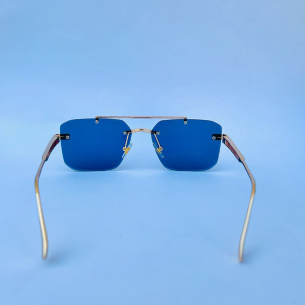 Cartier Blue Lens Rimless Sunglasses – Bold Statement Luxury Eyewear - Image 5