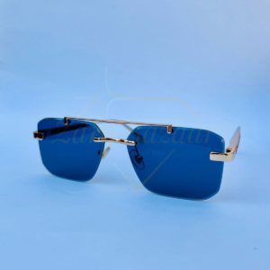 Cartier Blue Lens Rimless Sunglasses – Bold Statement Luxury Eyewear