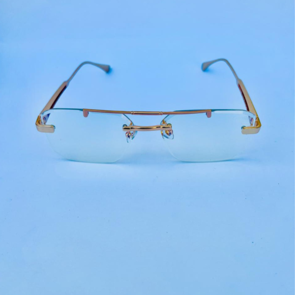 Cartier-Style Rimless Eyeglasses – Luxury Gold Frame | Unisex Fashion Eyewear - Image 3
