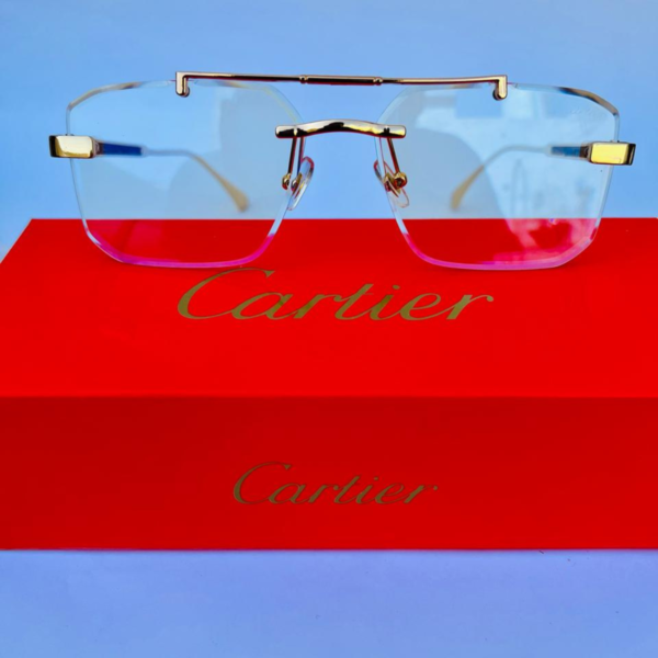 Cartier-Style Rimless Eyeglasses – Luxury Gold Frame | Unisex Fashion Eyewear - Image 10