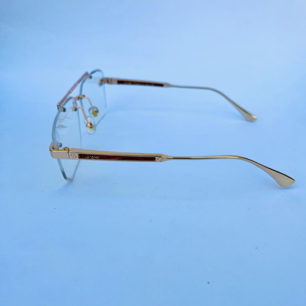 Cartier-Style Rimless Eyeglasses – Luxury Gold Frame | Unisex Fashion Eyewear - Image 4