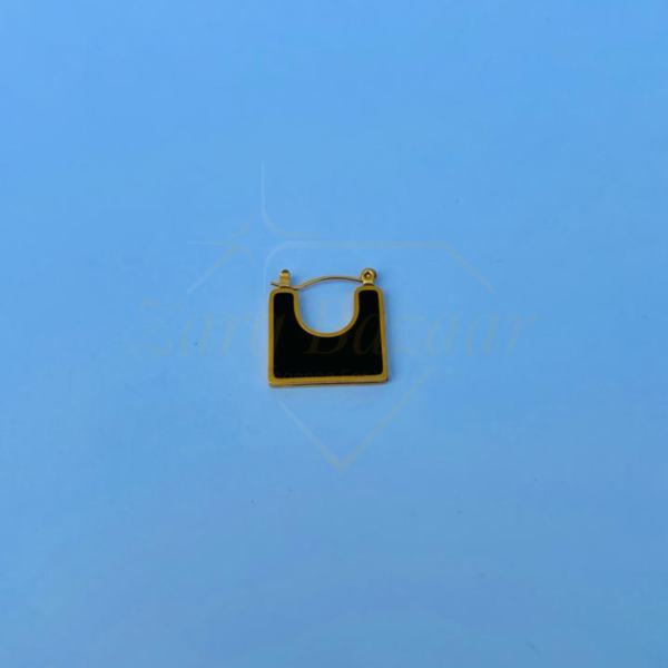 Geometric Black & Gold Square Hoop Earrings | Bold & Trendy - Image 3