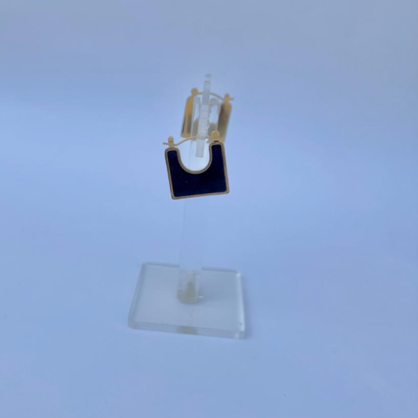 Geometric Black & Gold Square Hoop Earrings | Bold & Trendy - Image 2
