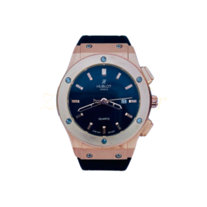 Hublot-Inspired-Classic-Mens-Wrist-Watch-–-Black-Strap-with-Gold-Toned