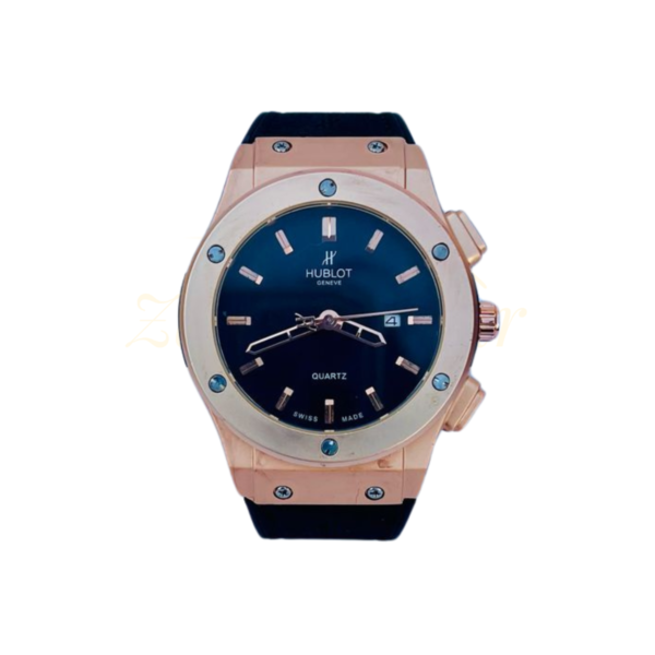 Hublot-Inspired-Classic-Mens-Wrist-Watch-–-Black-Strap-with-Gold-Toned