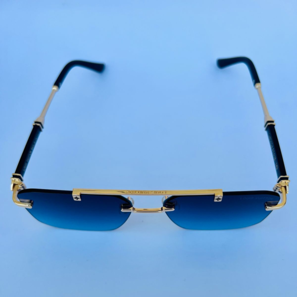 LV Blue Gradient Rimless Sunglasses – Luxury Designer-Inspired Eyewear - Image 3