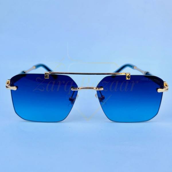 LV Blue Gradient Rimless Sunglasses – Luxury Designer-Inspired Eyewear - Image 2