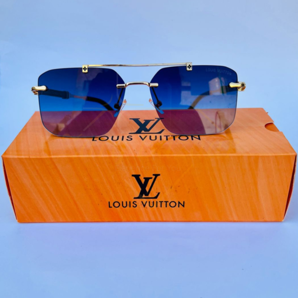 LV Blue Gradient Rimless Sunglasses – Luxury Designer-Inspired Eyewear - Image 8