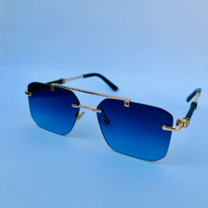 LV Blue Gradient Rimless Sunglasses – Luxury Designer-Inspired Eyewear